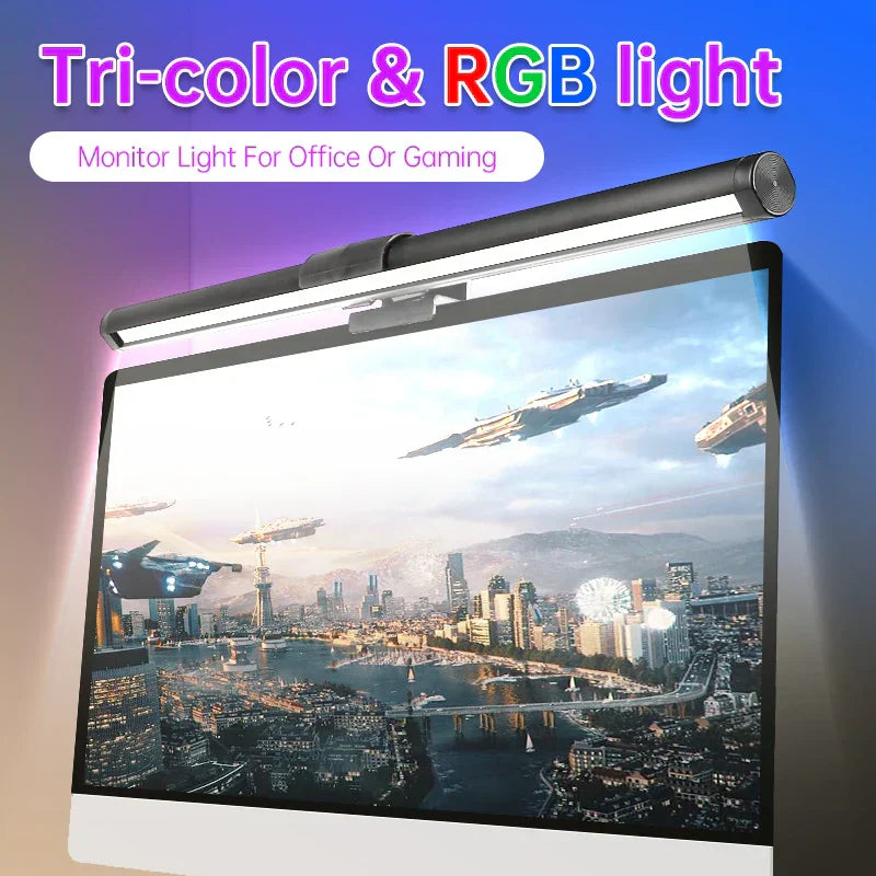 DecorBites™ LED Monitor Bar Light for Dimming PC Screen, Stepless RGB Desk Lamp