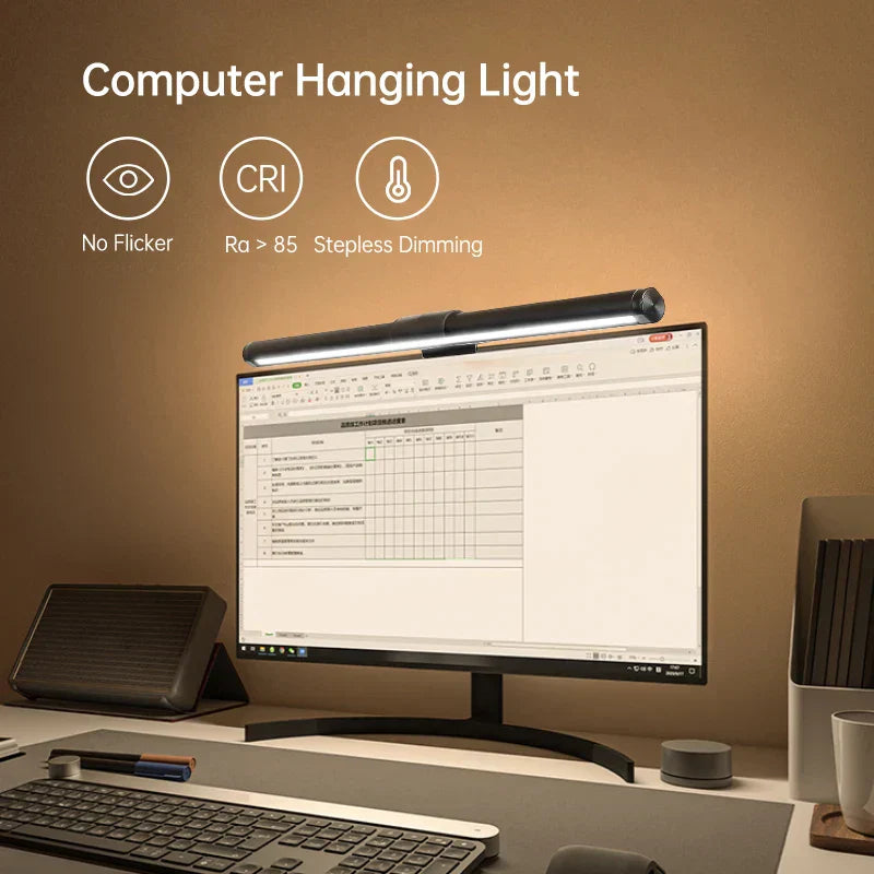 DecorBites™ LED Monitor Bar Light for Dimming PC Screen, Stepless RGB Desk Lamp