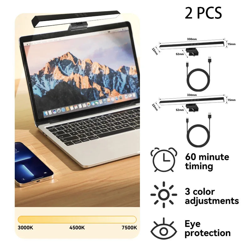 DecorBites™ LED Monitor Bar Light for Dimming PC Screen, Stepless RGB Desk Lamp